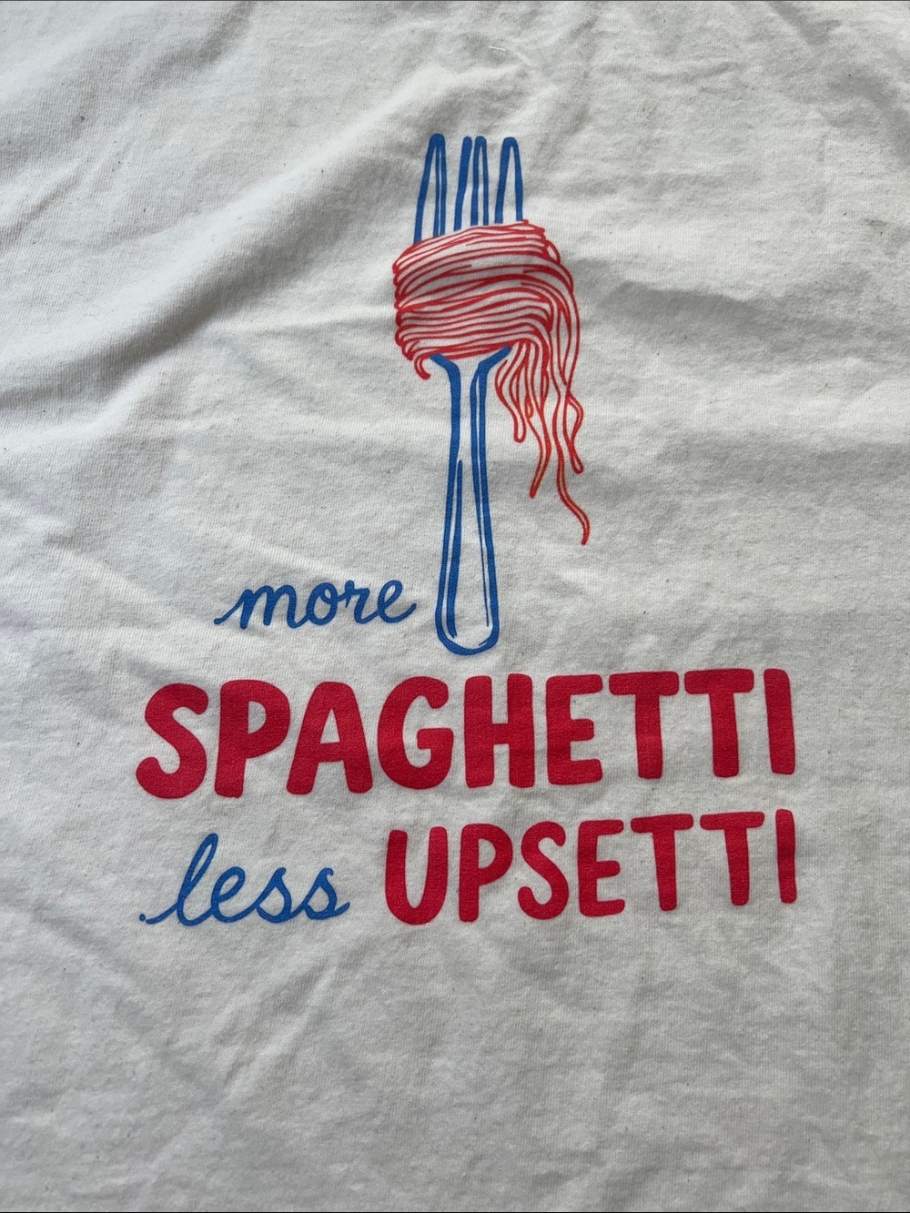 More Spaghetti Less Upsetti Graphic TShirt Ivory Size Large